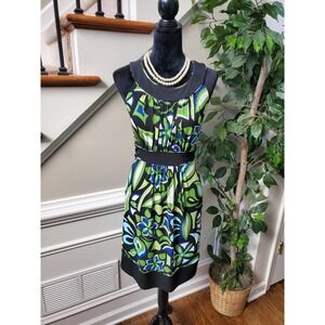 Enfocus Studio Women's Green Polyester Round Neck Sleeveless Knee Length Dress 8